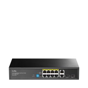 Kommutator CUDY GS1010PS2, 8 port Gigabit PoE+ va 2 port SFP