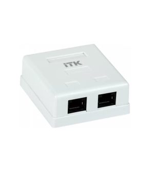 Devorga o‘rnatiladigan rozetka ITK RJ45 kat. 6 UTP, 2 port, oq Devorga o‘rnatiladigan rozetka ITK RJ45 kat. 6 UTP, 2 port, oq