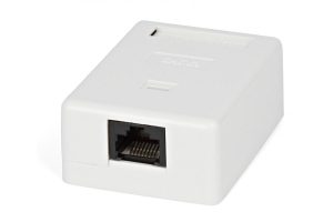 Devorga o‘rnatiladigan rozetka SDNET, 1 port RJ-45, kat. 6, oq
