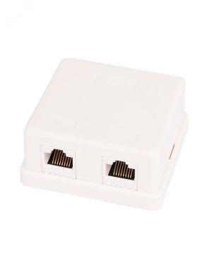 Devorga o‘rnatiladigan rozetka SDNET, 2 port RJ-45, kat. 6, oq
